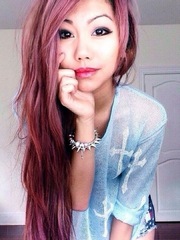 Asian beauty with good makeup, bright red